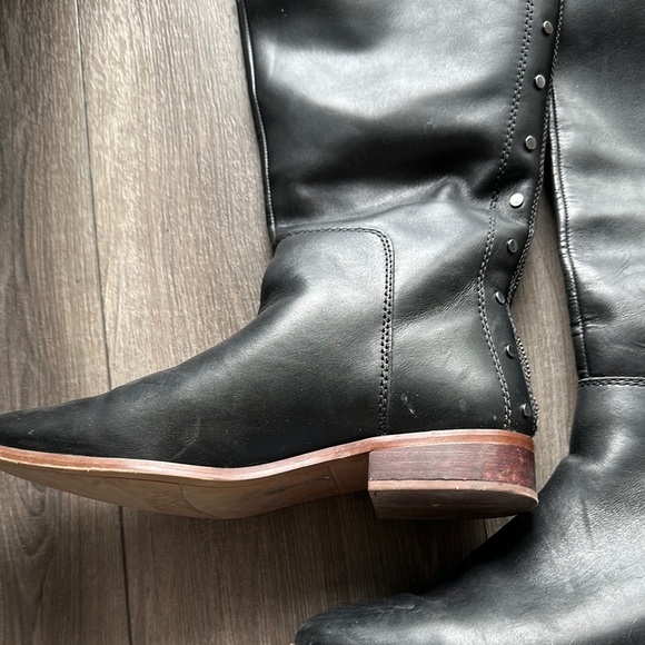 Leather Frank Sarto Black Knee-High Women's Boots - Picture 11 of 12